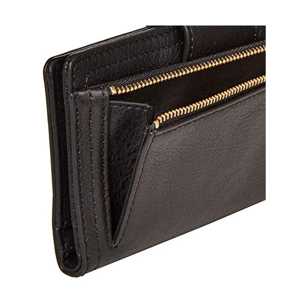Fossil Women's Logan Leather Wallet RFID Blocking Tab Clutch, Black (Model: SL7830001)
