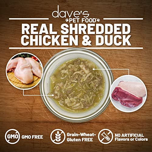 Dave's Pet Food Grain Free Wet Cat Food (Shredded Chicken & Duck In Gravy), Naturally Healthy Canned Cat Food, Added Vitamins & Minerals, Wheat, Gluten, & Gmo-Free, 2.8 Oz (Case Of 24) #TOP3
