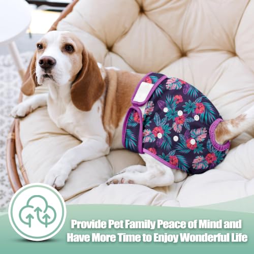 Image of wegreeco Washable Female Dog Diapers Highly Absorbent Reusable Diapers for Dog in Heat Period, 3 Pack (Hawaiian, Large)