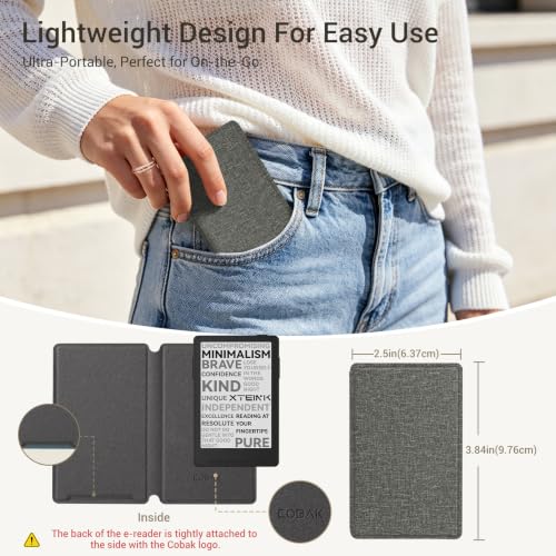 Image of CoBak Magnetic Case for XTEINK X3 eBook Reader, 3.7 inch Ultra-Lightweight PU Leather Cover(Cloth Pattern Gray)