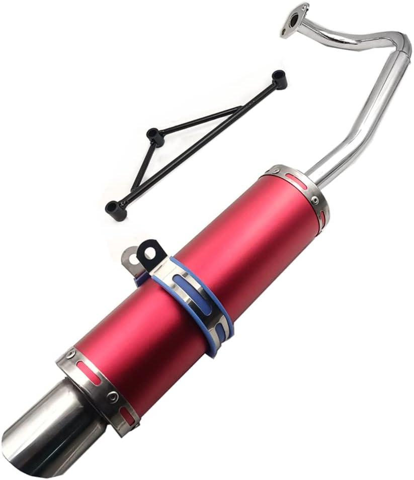 RED Exhaust System Muffler for GY6 50cc Scooters 139QMA 139QMB 4 Stroke ...