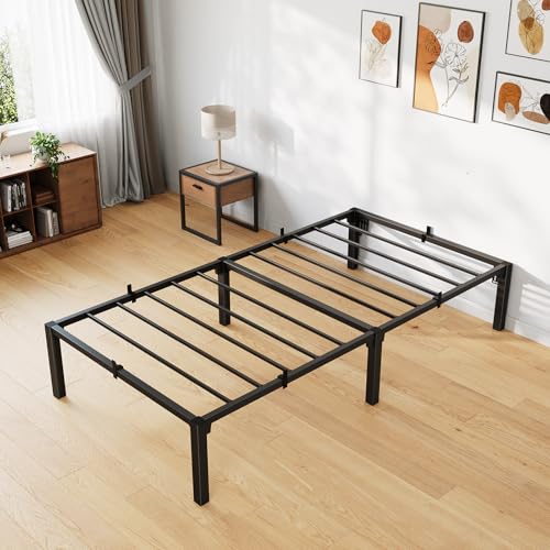 Image of GarveeLife 14 in Twin Heavy Duty Metal Bed Frame with Under-Bed Storage, Noise-Free Mattress Foundation, No Box Spring Needed, Easy Assembly, Strong Weight Capacity
