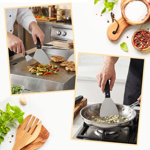 ACKKOR 2er-Pack Grillspachtel aus Edelstahl, Abgewinkelte Grillreinigungs-Schaber, Küchenspachtel für Grillplatte, Pizza, Pfannkuchen, für Innen- und Außenbereich