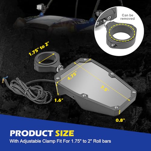 Image of WeiSen UTV Mirrors with Lights w /Wiring And Switch Automatic Reset SXS Mirrors Fit 1.75 inch - 2 inch Roll Cage Side View Mirror Compatible with Polaris RZR Ranger Talon Pioneer Maverick X3