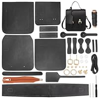 WADORN DIY Leather Shoulder Bag Making Kit, PU Leather Crossbody Bag Sewing Pattern Materials Craft Kit Handicraft Women Messenger Bag Purse Making Supplies Personalized Gift,1 17x13x7cm (Black)