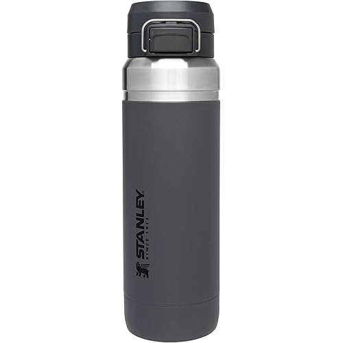 Stanley Quick Flip GO Water Bottle 36 oz | Push Button Lid | Leakproof and Packable for Travel and Sports | Insulated Stainless Steel | BPA-Free | Charcoal