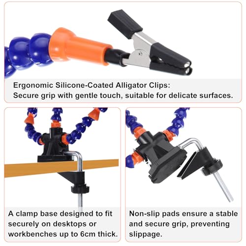 Evite movimientos al soldar con el soporte de brazos flexibles Harfington para PCB 7