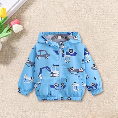 Kids Girls Cartoon Waterproof Hooded Jackets Zip Up Wind Resistant Athletic Coats Boys Fall Thickened Lined Casual Tops3