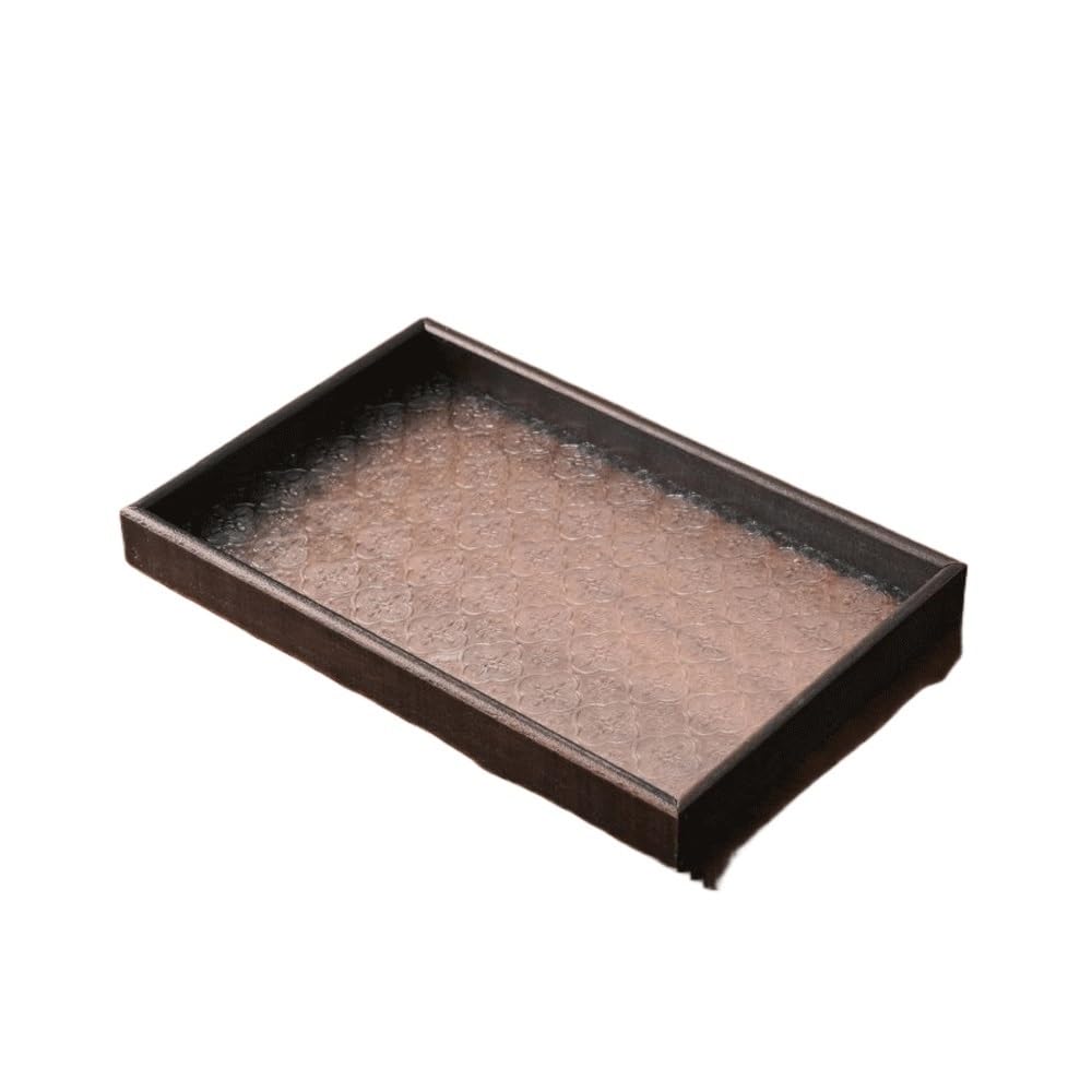 HPTHLY Serving Tray Vintage Begonia Flower Tray Household Wooden Dim Sum Tray Rectangular Cup Tray Light Luxury Dinner Plate Dried Fruit Plate Decorative Tray