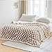 LOMAO Sherpa Throw Blanket Fleece Blanket with Checkered Pattern Soft Thick Blanket for Couch, Bed, Sofa Luxurious Warm and Cozy for All Seasons (Khaki, 51