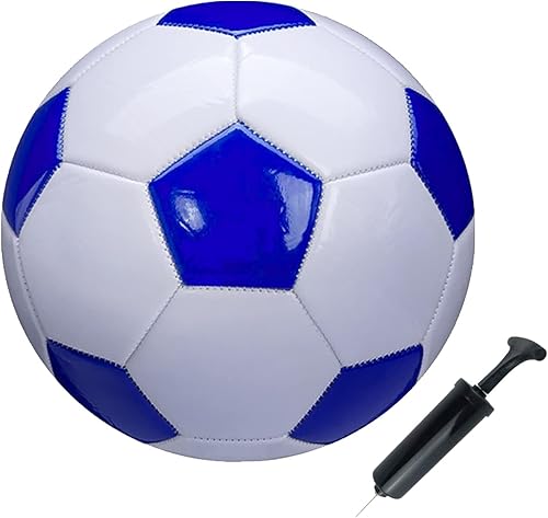 Balón de fútbol tamaño 2, 3, 4, 5, blanco y azul, actividades deportivas escolares para exteriores e interiores, diseño clásico antiexplosión,