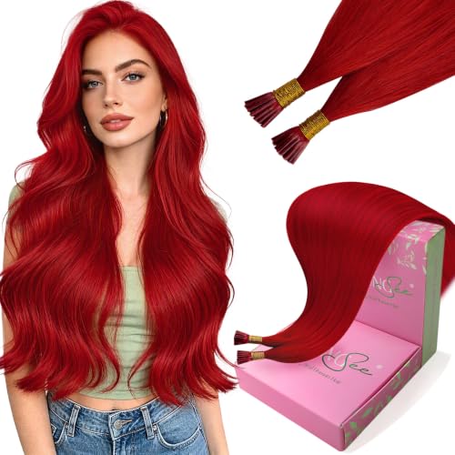 YoungSee I Tip Extensions Red, Human Hair Extensions I Tip 22 Inch