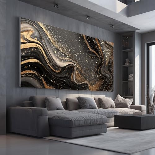 Décoration murale luxe or texture marbre tableau abstrait fluide haut de gamme