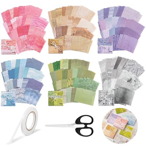 Annickee 600 Feuilles de Papier de Scrapbooking Vintage, 8x8cm Scrapbooking