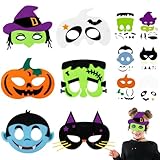 Sumind 18 Pcs Halloween Masks Craft Bulk DIY Felt Face Mask Ghost Pumpkin Witch Halloween Party Favors Costumes Accessories