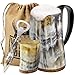 Viking Culture Corne à boire, verre à shot et décapsuleur (3 pièces), ensemble authentique - 500 ml Chope de bière, d'hydromel et d’ale - Style vintage avec poignée - Finition polie