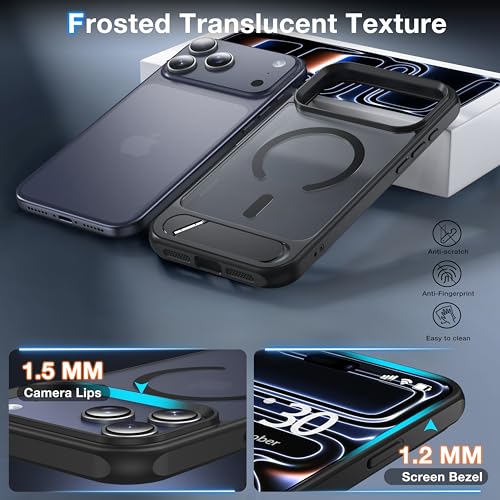 Support magnétique iPhone 17 Pro Max résistant aux chutes avec béquille mate