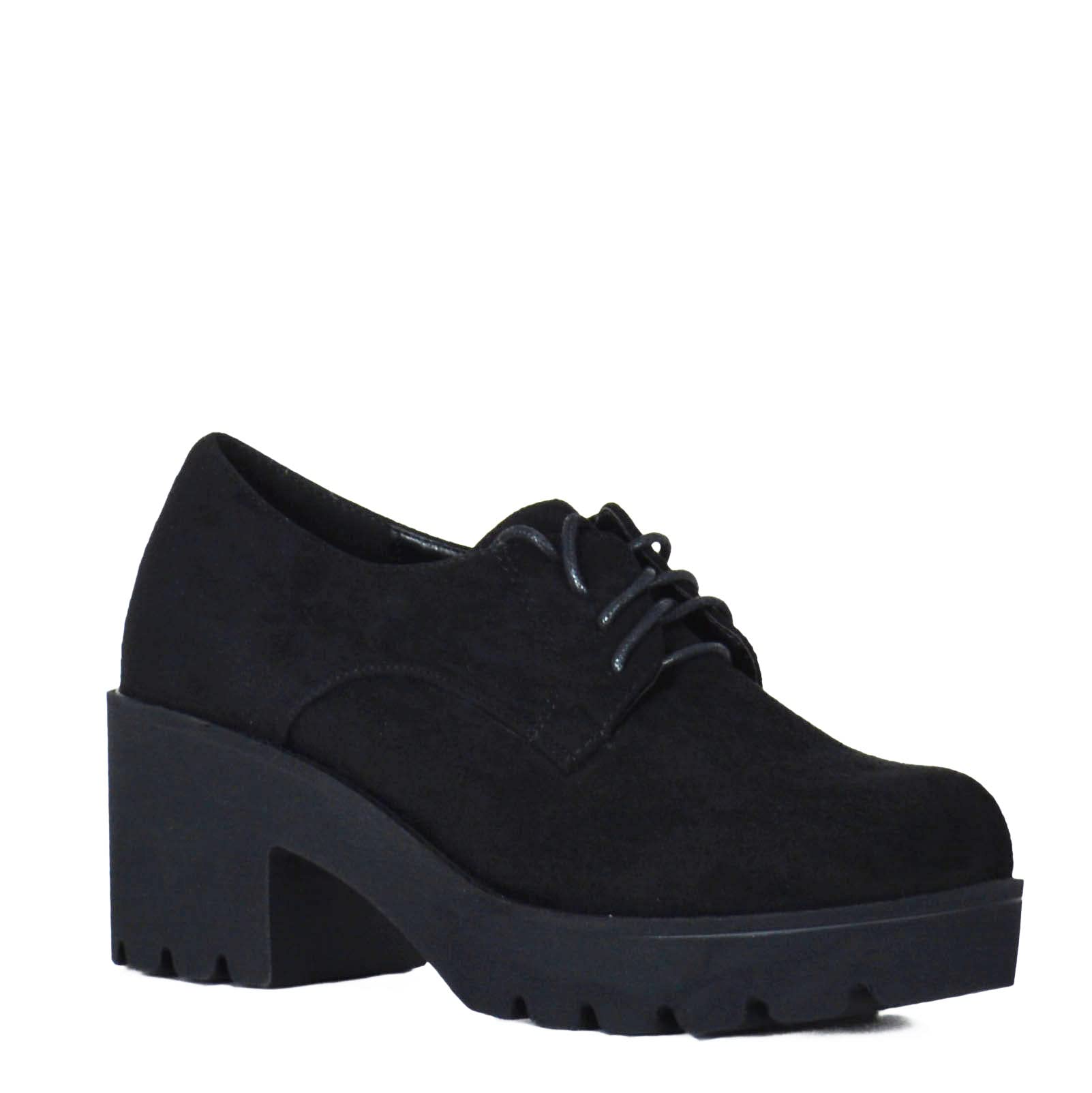 Altamoda Zapatos de Mujer Blucher con Plataforma y Cordones de Ante