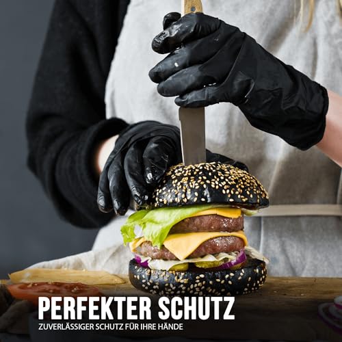 IEA Medical Nitrilhandschuhe L Schwarz 100 Stück, Einweghandschuhe, Reißfest, Untersuchungshandschuhe, Latexfreie Handschuhe, Einmalhandschuhe