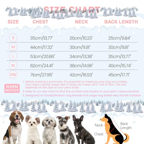 Image of BRKURLEG Small Dog Winter Coat with Harness Built in, Winter Jackets for Dogs, Fullbody Dog Coat, Dogs Snowsuits Reflective Windproof Cold Weather Coats, Pet Warm Fleece Coats, Pink, L
