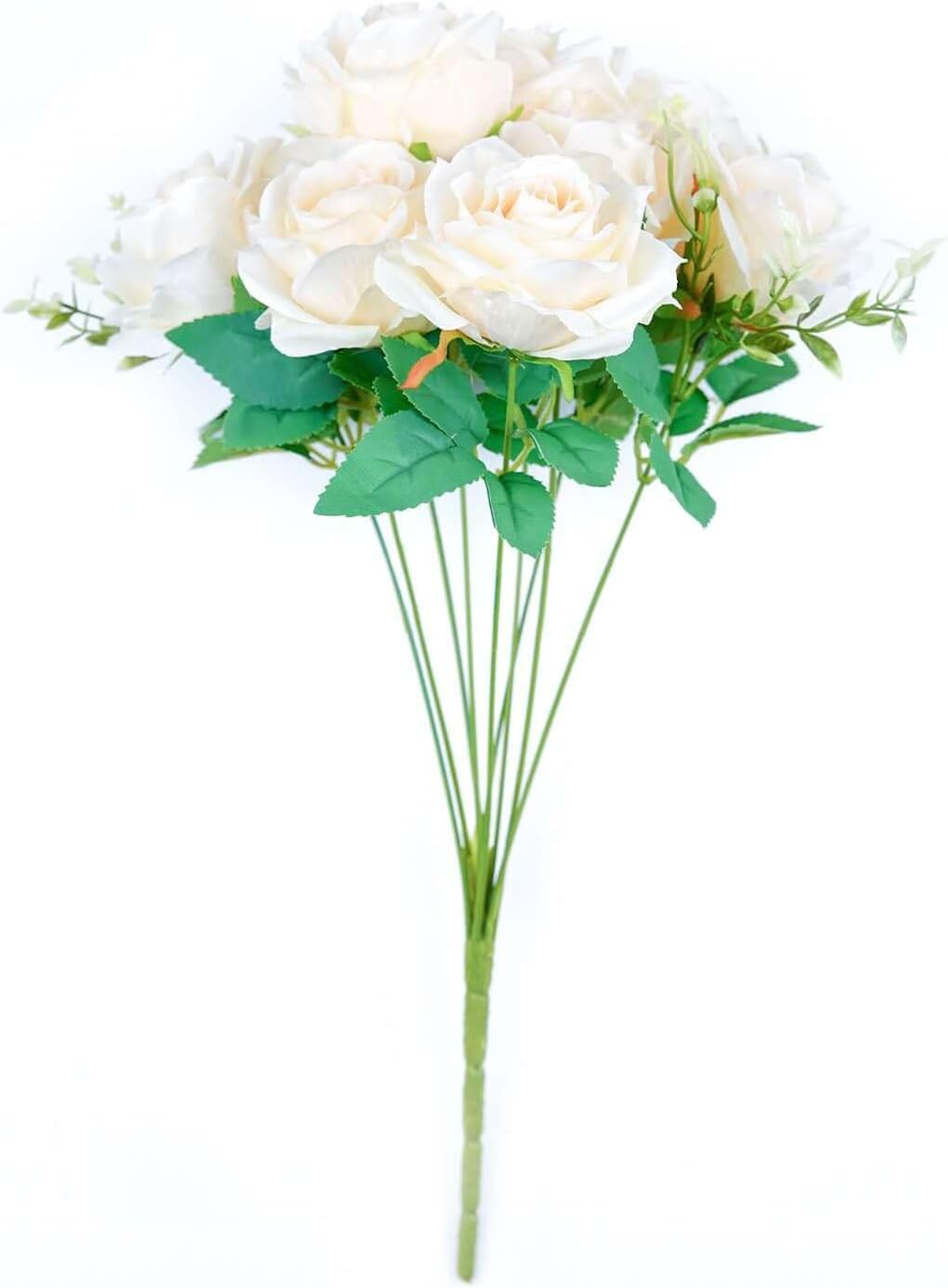Efavormart 2 Pack 18 inch Cream Artificial Silk Rose Bouquets, Warm Off-White Faux Rose Bushes for Classic Weddings and Farmhouse Decor