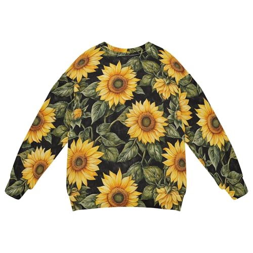 JUNZAN Autumn Sunflowers Leaves Kids Girls Pullover Hoodie Long Sleeve Hoodies for Girls Sports 4T2