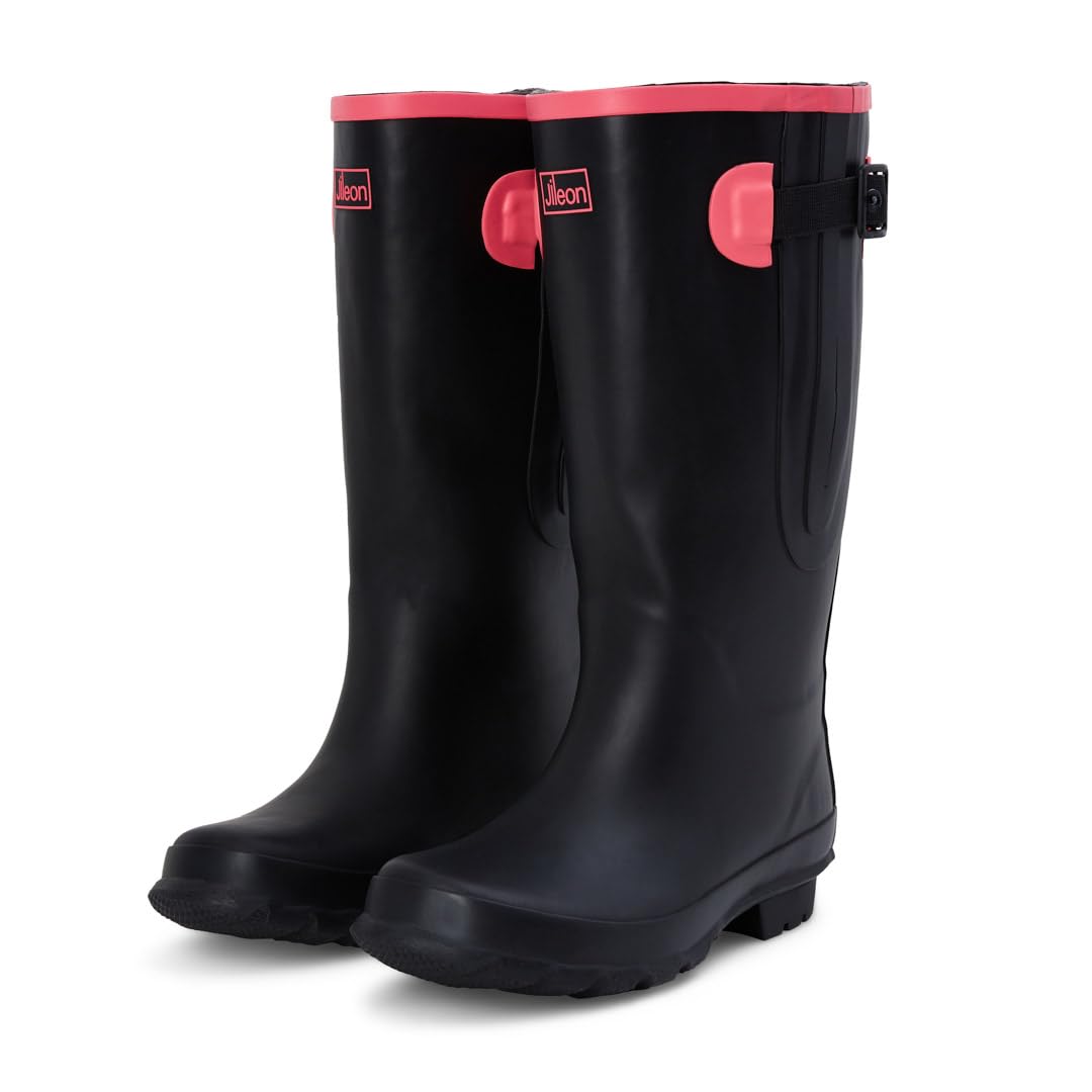 Jileon Extra Wide Calf Rain Boots - Ideal for Wide Feet, Ankles & Calves - Fit 16 to 23” Calves - Durable & Waterproof