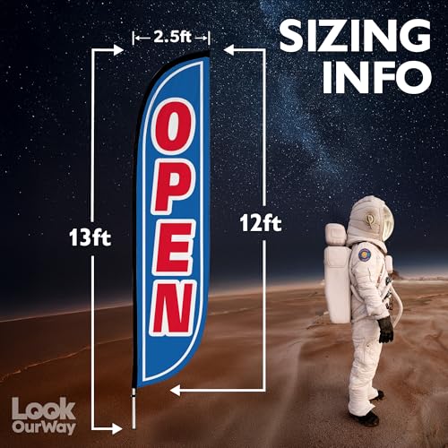 image for LookOurWay Feather Flag Pole Kit - 12 Feet Tall Advertising Flag Banne