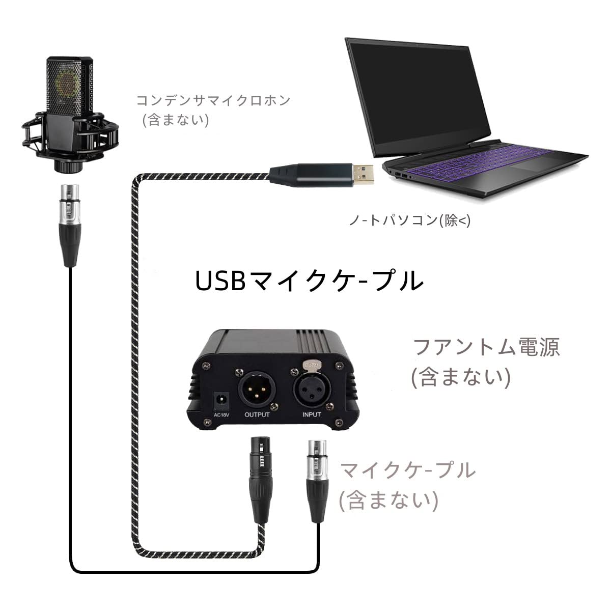 Amazon.co.jp: USBマイクロフォンケーブル 5M USB-XLRプラグ