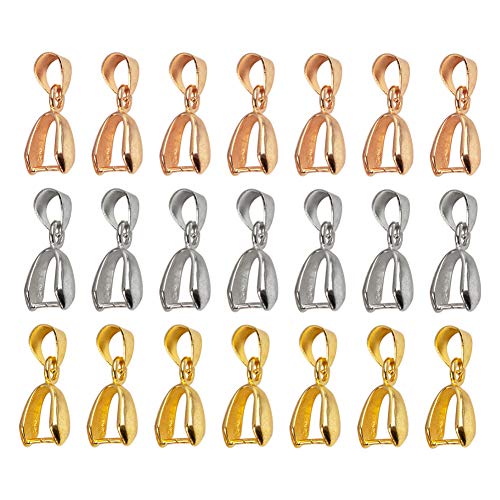 AUEAR, 60 Pack Metal Pinch Clip Bail Clasp Dangle Bead Necklace Pendant Connector Findings for Jewelry Making Buckles Charm Connection (Multi Color Set)