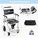 UJOYPAYD 4 in 1 Bedside Commode Chair,Foldable Commode Wheelchair for Toilet with Arms,2 Lockable Casters,Detachable Bucket, Toilet Shower Seat Bathroom Rolling Shower Chair for Adults Seniors