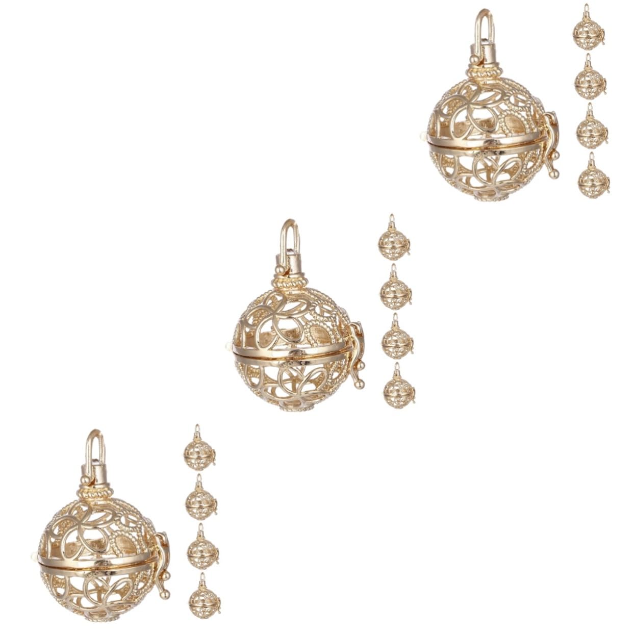 15piezas Collar Difusor De Esencial Aromaterapia Diseño Floral Hueco Colgante Dorado Para Perfumes y Aceites Aromáticos Joyería Elegante y Única