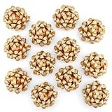 Modern Gift Design 12 Large Gift Bows, Gold, Matte Metallic Finish, 4.5 inches, Gift Bows for Presents, Wrapping Paper, Birthdays, Weddings, Christmas, Hanukkah, and More