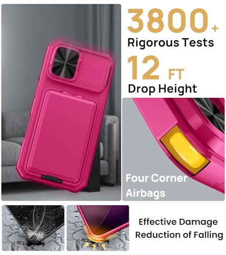Image of SSLOTSCASE for iPhone 17 Case Wallet with Card Holder & Kickstand, Pink