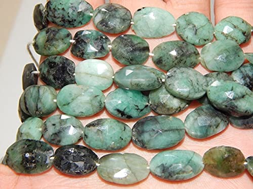 Émeraudes en perles ovales facettées 10x11mm pour création de bijoux