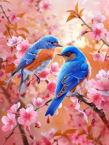 Peinture par numéro adulte oiseau et fleur grand format 100x130cm avec kit acrylique DIY