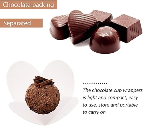 Miniatura 2 de Hemoton 400 piezas de papel kraft de trufa cuadrada de chocolate, recipientes de cartón para hornear, bandejas de compartimentos de chocolate para