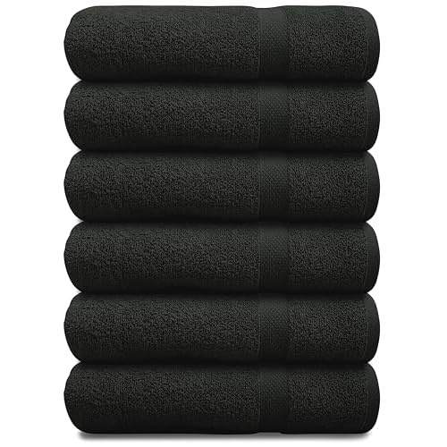 Bath Towels Soft Absorbent – Quick Dry Pack of 6 Medium Size 24 x 48 Inches 100% Cotton Lightweight – Perfect for Bathroom, Spa, Gym, & Daily Use – Charcoal Grey