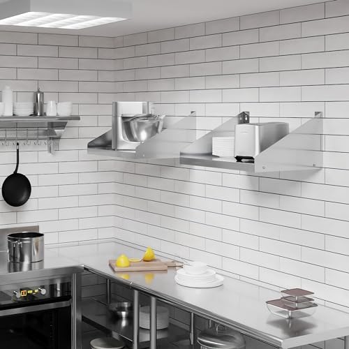 Image of AmGood 24 inch Long x 18 inch Deep Stainless Steel Wall Shelf with Side Guards