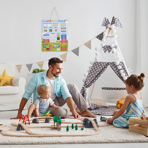 chuckle - Kalender Magnetwand für Kinder mit Jahreszeiten, Datum & Wetter - 40x32cm - Spielerisches Lernmittel für 4- bis 10-Jährige, anpassbar für jedes Jahr