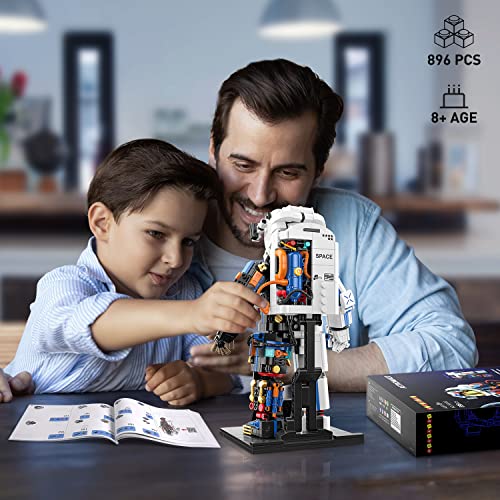 Hogokids Astronaut Space Building Set - Ideas Space Toy For Adults Kids Building Blocks Kit With Display Stand & Two Helmets | Creative Stem Star Space Wars Set Gift For Boys Girls Age 8+ (896 Pcs) #TOP5