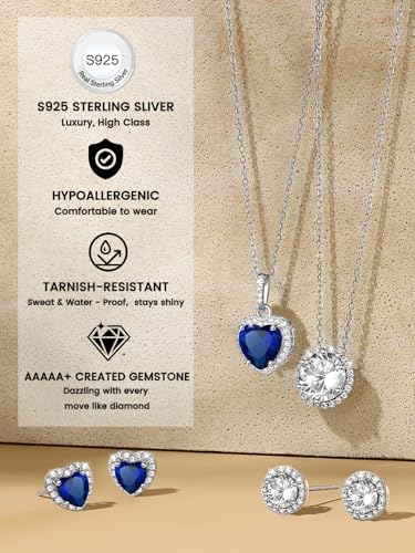 Bestyle Sparkling 925 Sterling Silver Birthstone Stud Earrings for Women, Heart/Round/Teardrop/Square Solitaire Diamond Studs Earrings, Great Birthday/Christmas Gifts2