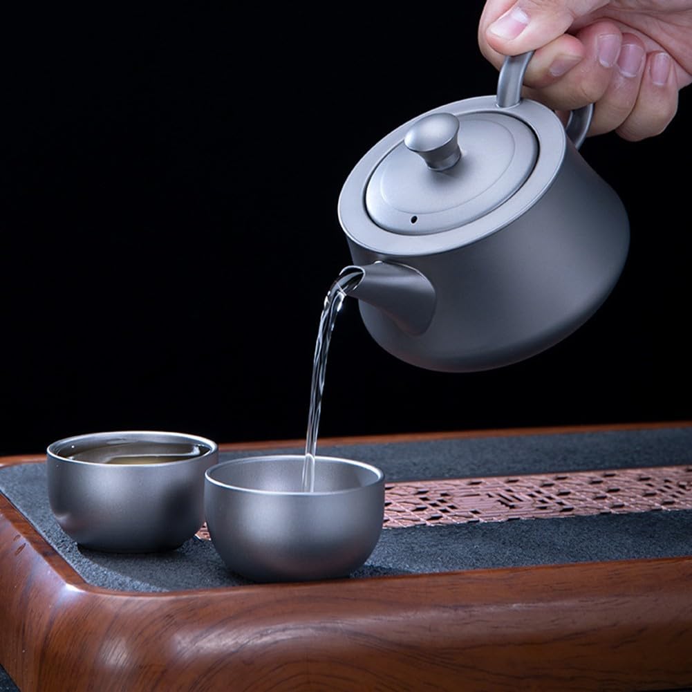 Pure Ti - Tazza da campeggio, 300 ml, leggera, con manico pieghevole, per viaggi, caffè, acqua, bollire all'aperto