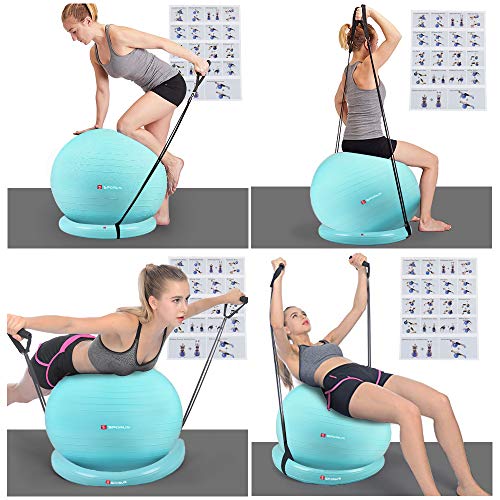 image for Sporus Exercise Ball Chair (65cm), Yoga Ball for Office and Fitness wi