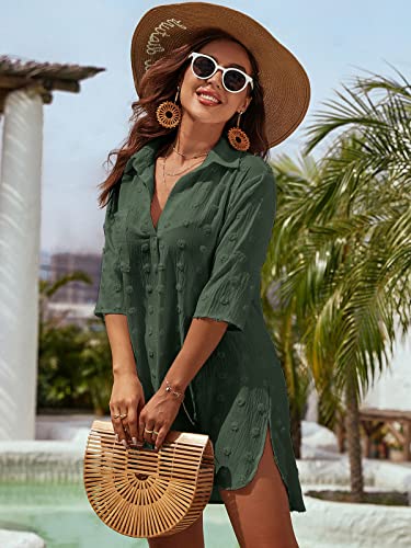 Image of Blooming Jelly Womens Swimsuit Coverups White Chiffon Bikini Swimwear Beach Cover Up Dress Shirt