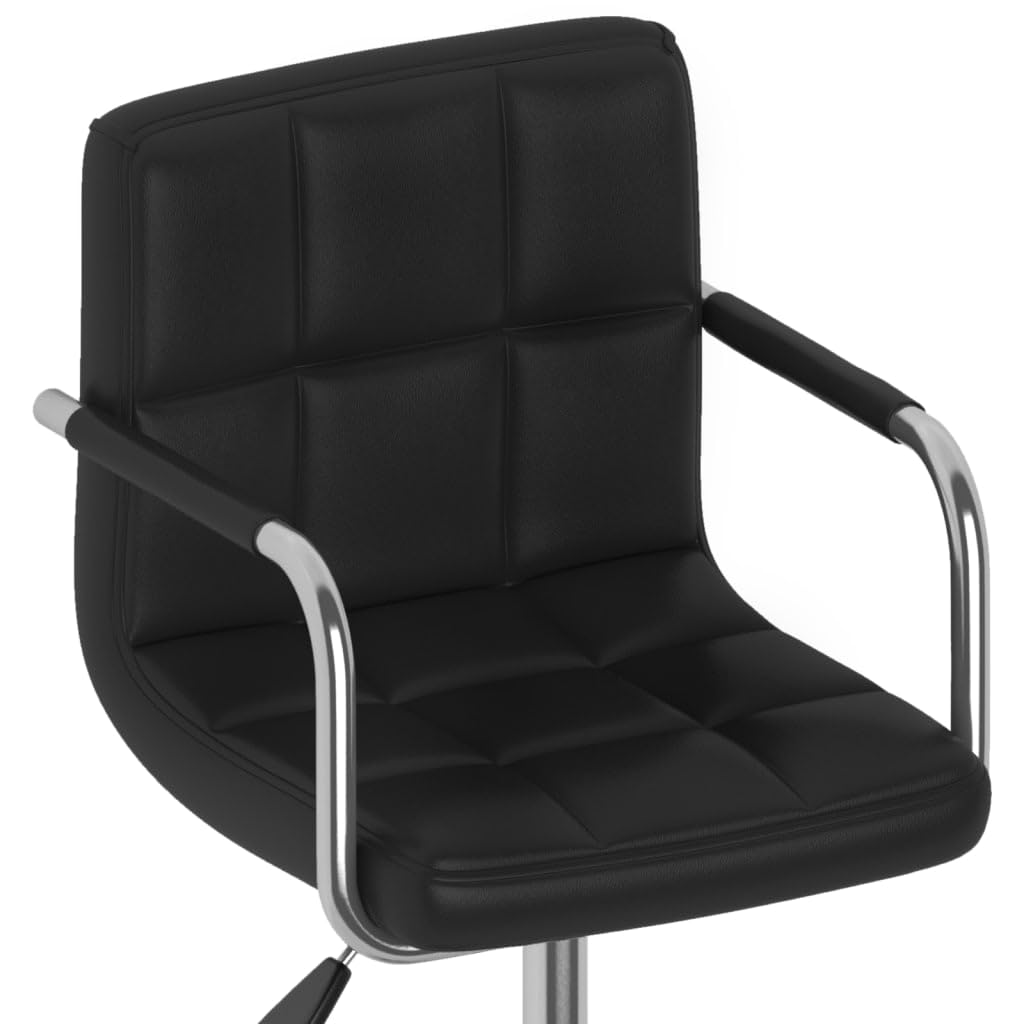 Silla de oficina giratoria negra de piel sintética, altura regulable con muelle de gas, rotación de 360°, silla de escritorio ergonómica para oficina y juegos, estructura de acero cromado