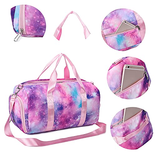 Duffle-Bag-for-Gym-Sports-Women-Girls-Workout-Travel-Bag-Weekender-with-Shoe-Compartment-and-Wet-Pocket-Pink-Galaxy