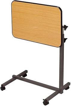 Foldable Computer Table, Tiltable Overbed Table with Wheels Adjustable Height, Rolling Tray Table, Medical Bedside Desk for Home Office