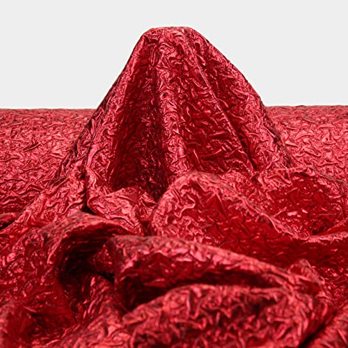 TELA DE PUNTO ACOLCHADO FANTASÍA LAMÉ SERIE PADDY COLOR BRILLANTE, ANCHO 150cm (ROJO, 1)