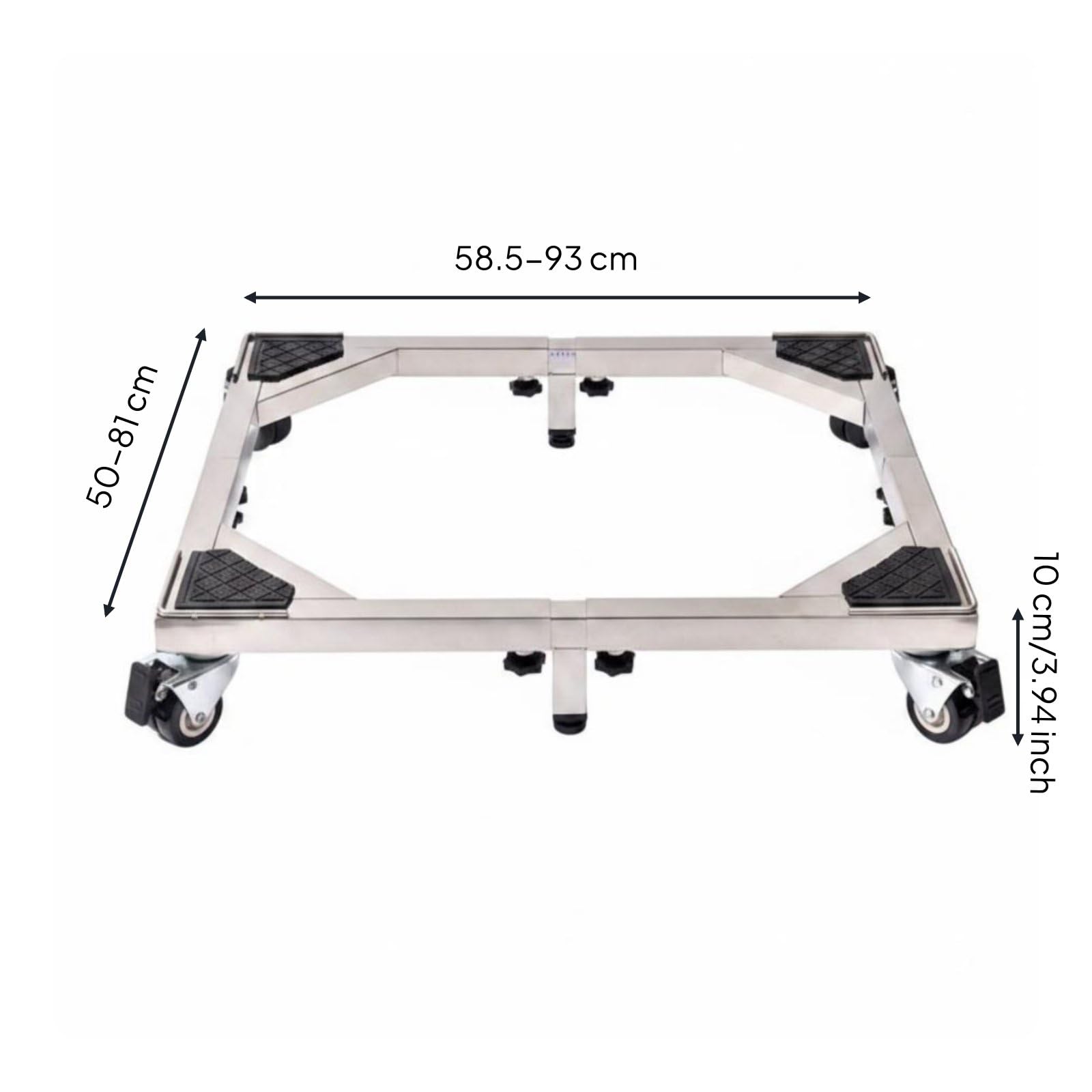 para Electrodomésticos Carrito Ajustable Base de Acero Estructura Elevada con Ruedas Multiusos Adecuado para Uso Doméstico Ventilación Organización Cocina, Plata